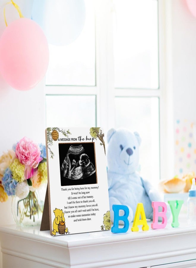 Hatzelou Winnie Baby Shower Sign Picture Frame, A Message From The Bump Sonogram Picture Frame, Cute Bear Decor Baby Shower Gender Reveal, Pregnancy Milestone Keepsake 4.3 * 5.3 IN Photos - Image 5